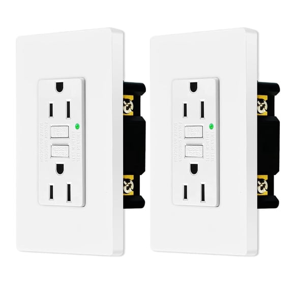Nineleaf GFCI Outlet 15 Amp, Non Tamper-Resistant with LED Indicator Light, Protection from Electric Shock and Electrocution, White,2pk