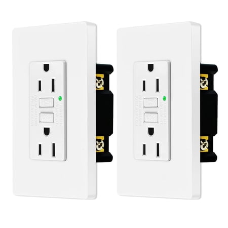 Nineleaf GFCI Outlet 15 Amp, Non Tamper-Resistant with LED Indicator Light, Protection from Electric Shock and Electrocution, White,2pk