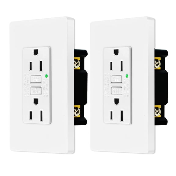 Nineleaf GFCI Outlet 15 Amp, Non Tamper-Resistant with LED Indicator Light, Protection from Electric Shock and Electrocution, White,2pk