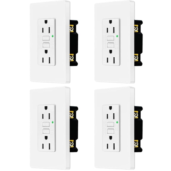 Nineleaf GFCI Outlet 15 Amp, Non Tamper-Resistant with LED Indicator Light, Protection from Electric Shock and Electrocution, White,4pk