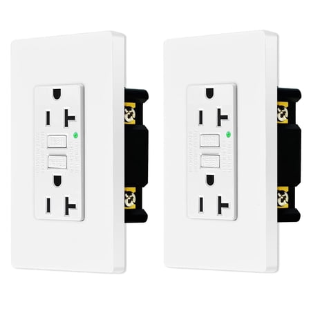 Nineleaf GFCI Outlets 20 Amp, Non-Tamper Resistant, Decor GFI Receptacles with LED Indicator, Ground Fault Circuit Interrupter, Wallplate Included, ETL Listed, White,2 Pack