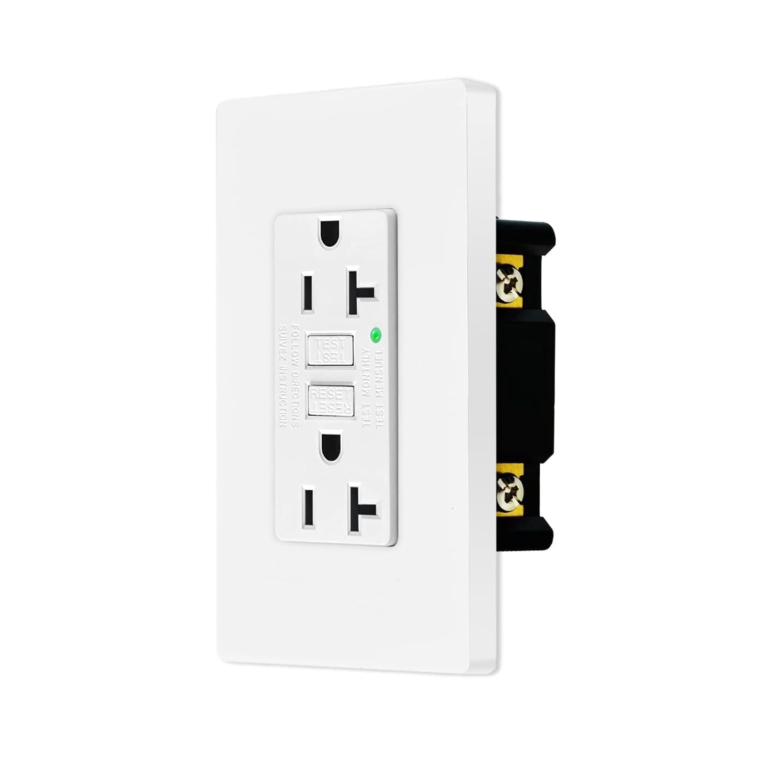 Nineleaf GFCI Outlets 20 Amp, Non-Tamper Resistant, Decor GFI Receptacles with LED Indicator, Ground Fault Circuit Interrupter, Wallplate Included, ETL Listed, White,1 Pack