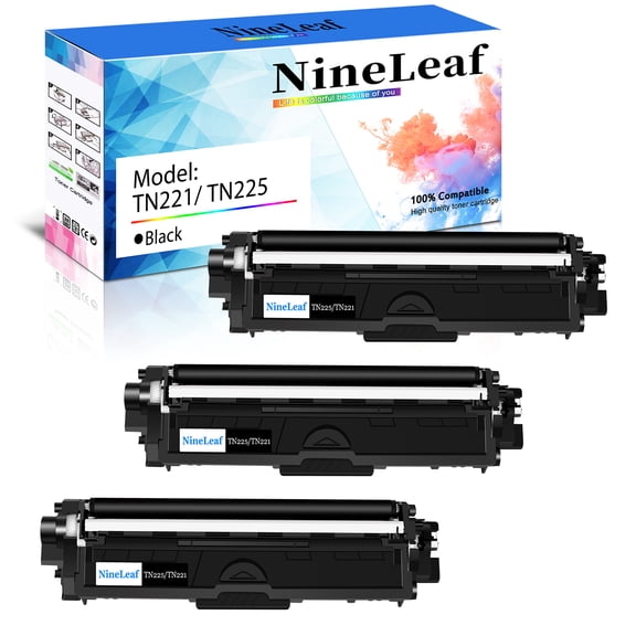 Nineleaf TN221 Compatible Toner Cartridge Replacement for Brother TN221 TN-221 TN221BK to work with MFC-9130CW HL-3170CDW HL-3140CW HL-3180CDW MFC-9330CDW DCP-9020CDN Printer(3 Pack,Black)