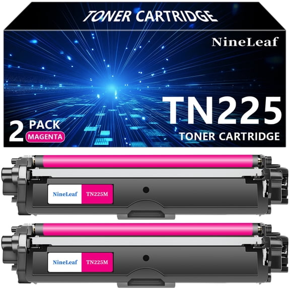 Nineleaf TN225 2 Pack Magenta Toner Cartridge Replacement for Brother TN225 TN-225 TN225M to work with MFC-9130CW HL-3170CDW HL-3140CW HL-3180CDW MFC-9330CDW DCP-9020CDN printer