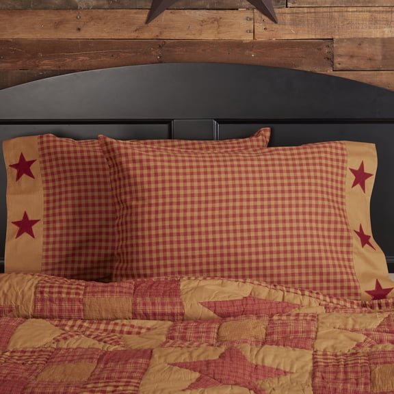 VHC FBA Brands 13617 Ninepatch Star Applique Border Pillow Case Set
