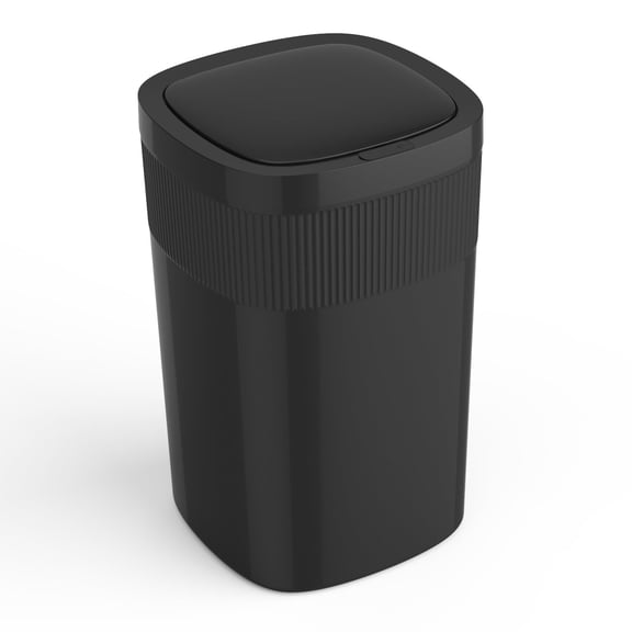 Ninestars Automatic Vibration Sensor Kitchen Trash Can, 13.2 Gallon Plastic, Multi Sensor Garbage Bin with Soft Close Lid, Black