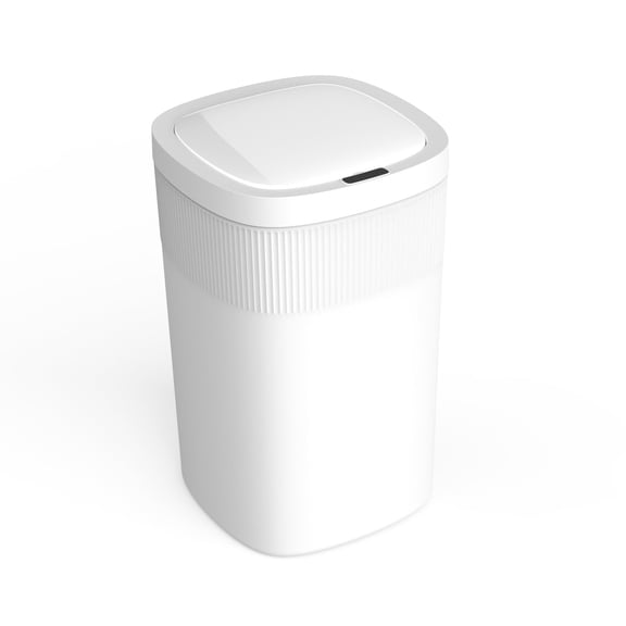 Ninestars Automatic Vibration Sensor Kitchen Trash Can, 13.2 Gallon Plastic, Multi Sensor Garbage Bin with Soft Close Lid, White