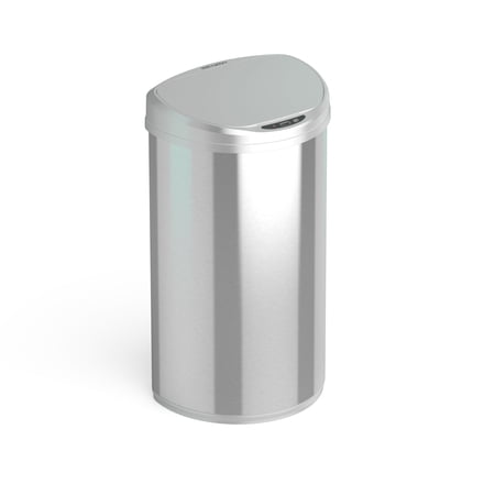 Nine Stars Automatic Kitchen Trash Can, 13 Gallon Stainless Steel, Motion Sensor Hands-Free Soft-Close Lid Garbage Bin, Silver