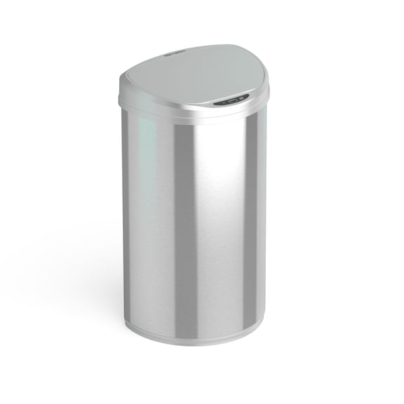 Nine Stars Automatic Kitchen Trash Can, 13 Gallon Stainless Steel, Motion Sensor Hands-Free Soft-Close Lid Garbage Bin, Silver