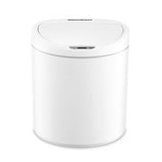 Ninestars Automatic Bathroom Trash Can, 2.1 Gallon Plastic, Motion Sensor Garbage Bin with Soft Close Lid, White