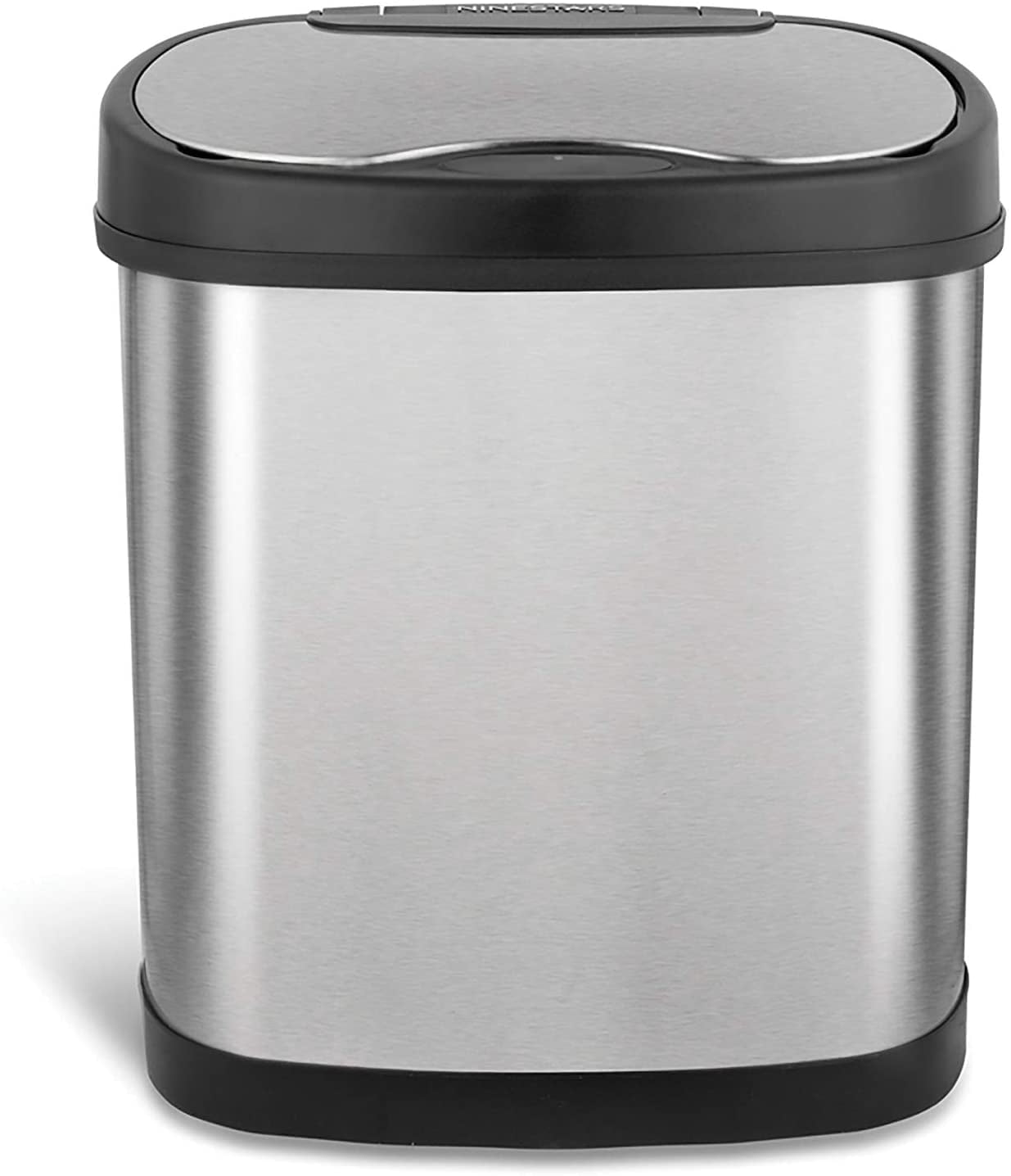 Nine Stars Automatic Bathroom Trash Can, 3 Gallon Stainless Steel, Motion Sensor Hands-Free Soft-Close Lid Garbage Bin, Silver