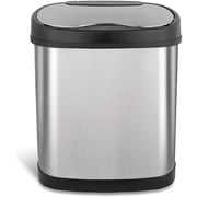 Nine Stars Automatic Bathroom Trash Can, 3.2 Gallon Stainless Steel, Motion Sensor Garbage Bin with Soft Close Lid, Silver