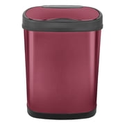Nine Stars Automatic Bathroom Trash Can, 3.2 Gallon Stainless Steel, Motion Sensor Garbage Bin with Soft Close Lid, Burgundy