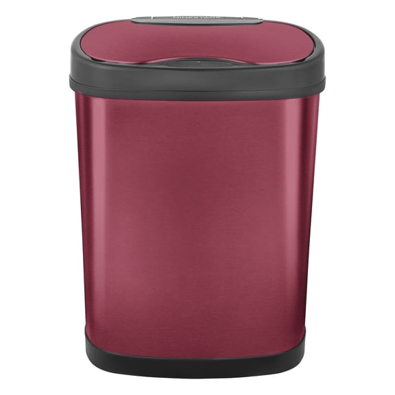 Nine Stars Automatic Bathroom Trash Can, 3.2 Gallon Stainless Steel, Motion Sensor Garbage Bin with Soft Close Lid, Burgundy