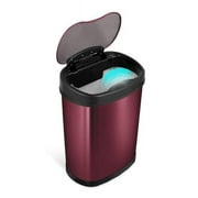 Ninestars Automatic Bathroom Trash Can, 4 Gallon Stainless Steel, Motion Sensor Hands-free Soft-Close Lid Waste Bin, Burgundy