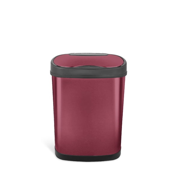 Ninestars Automatic Bathroom Trash Can, 4 Gallon Stainless Steel, Motion Sensor Waste Bin with Soft Close Lid, Burgundy
