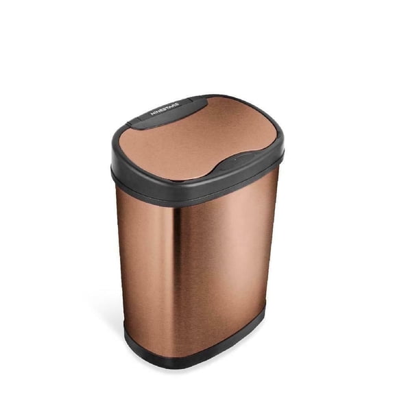 Nine Stars Automatic Bathroom Trash Can, 4 Gallon Stainless Steel, Motion Sensor Garbage Bin With Soft Close Lid, Gold