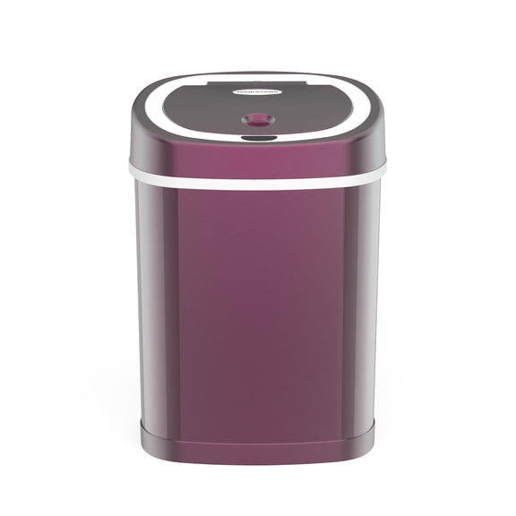 Ninestars Automatic Bathroom Trash Can, 4 Gallon Stainless Steel, Motion Sensor Garbage Bin with Soft Close Lid, Burgundy