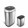 thumbnail image 1 of Ninestars AMZ-50-9/8-1 Automatic Touchless Motion Sensor Oval & Rectangular Trash Can Combo Set, 13 gal/2 gal, Stainless Steel, 1 of 3