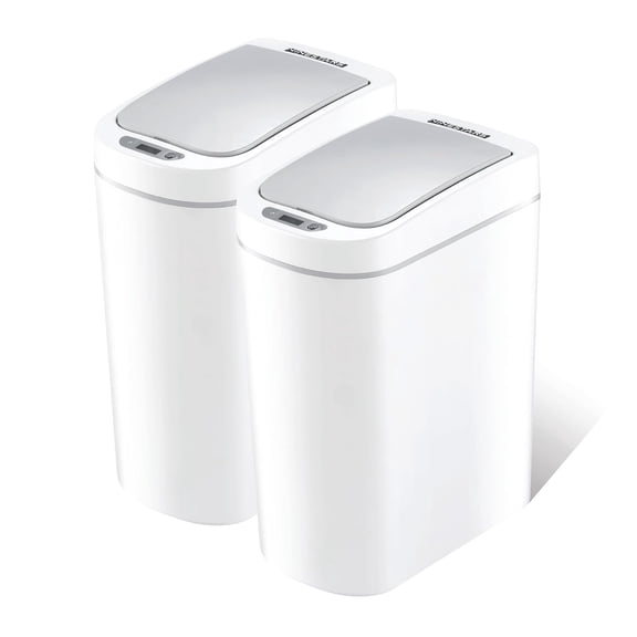 Ninestars Automatic Motion Sensor Bathroom Trash Can, 1.8 Gallon Smart Opening Garbage Bin for Bathroom, Bedroom, Kitchen, Office 2 Pack