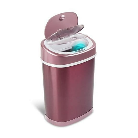 Ninestars Automatic Motion Sensor Trash Can, 4 Gallon, Waterproof, Smart Adsorption, for Bathroom, Bedroom, Kitchen, Office (Burgundy)