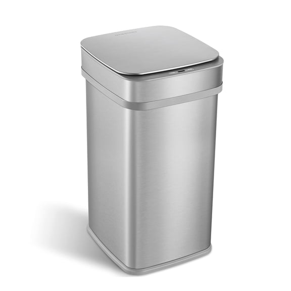 Ninestars Motion Sensor Automatic Kitchen Trash Can, 13-Gallon Stainless Steel, Odor-Eliminating, Motion Sensor Hands-Free Soft-Close Lid Garbage Bin, Silver