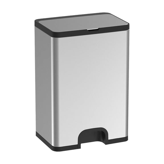 Ninestars Automatic Trash Can, 13 Gallon Stainless Steel, Foot Motion Sensor Garbage Bin with Soft Close Lid, Silver