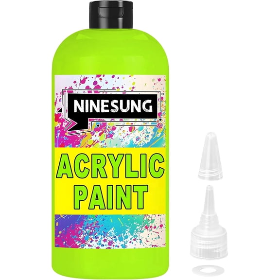 Ninesung Grass Green Acrylic Paint - Bulky-Size - 17 oz/500 ml Acrylic Paints Professional Artists Painting for Canvas Fabric Rock Easter Egg Wood Ceramic Glass Art Craft Painting (Grass Green, 17 Fl