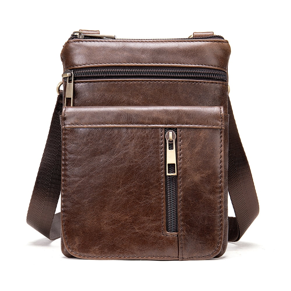 Men edc genuine leather retro 6.3 inch phone bag sale