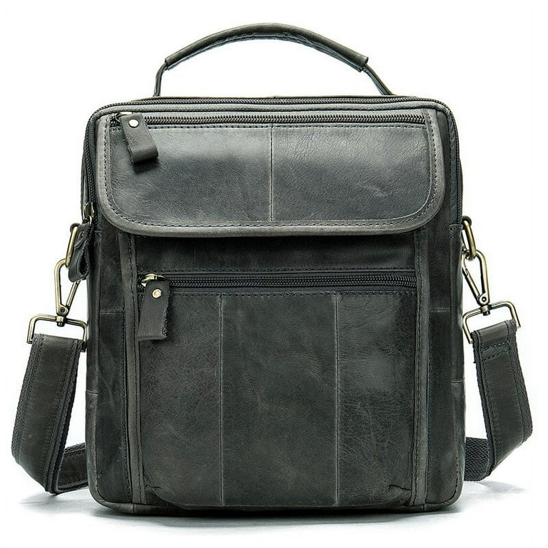 Ninesung Male Genuine Leather Shoulder Bag Flap Zipper Crossbody