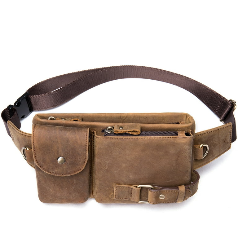 Fashion Genuine Leather Waist Bag For Men Fanny Pack Leather Belt