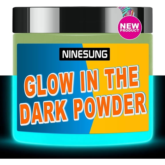 Ninesung Sky Blue Glow in The Dark Pigment - 2 Oz Jar | Extra Luminous & Non-Toxic | Perfect for Blacklight Parties, Art Projects, Nails, and Outdoor Use (Sky Blue, 2 oz)