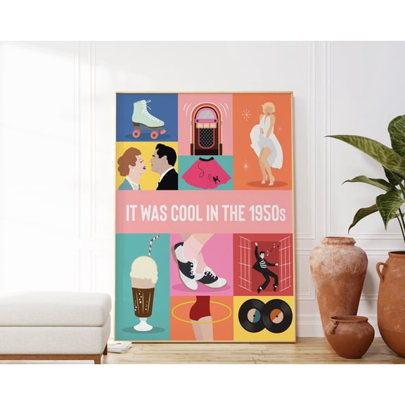 Nineteen Fifties Retro Pop Culture Wall Art Decor Unframed Paper Print