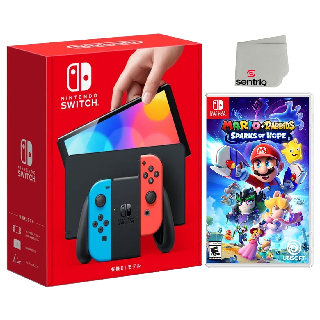 Nintendo Switch OLED Neon Red/Blue Edition with Mario + Rabbids