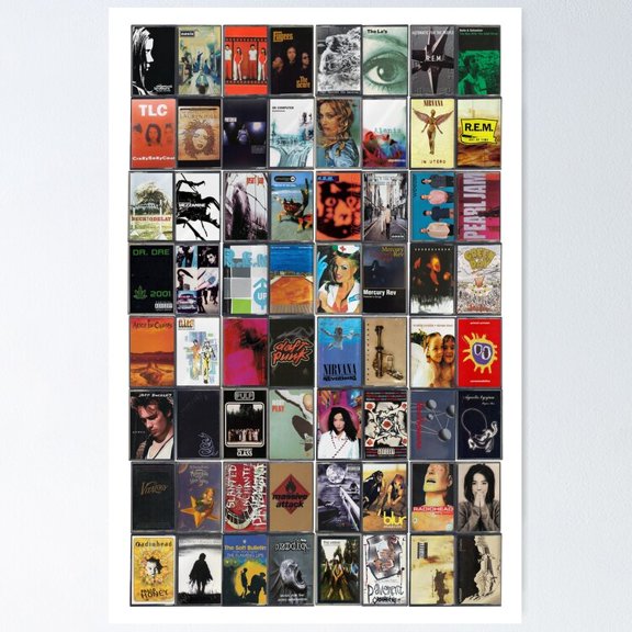 Nineties Album Cover Art Grunge Alternative Pop Music Wall Decor, Unframed Poster