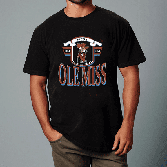 Nineties Vintage Ole Miss Rebels College University Football Fan Unisex T-Shirt V71070, up to size 5XL