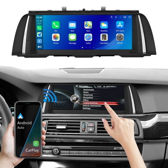 Ninetom 10.25" Screen Wireless CarPlay Android Auto for BMW 5 Series F10 F11 2012-2017 with NBT System Car Audio Receiver Support Mirrorlink
