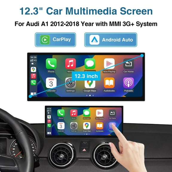 Ninetom Car Multimedia Wireless Carplay 12.3" Screen for Audi A1 3G MMI 2012-2018 Wireless Android Auto Bluetooth