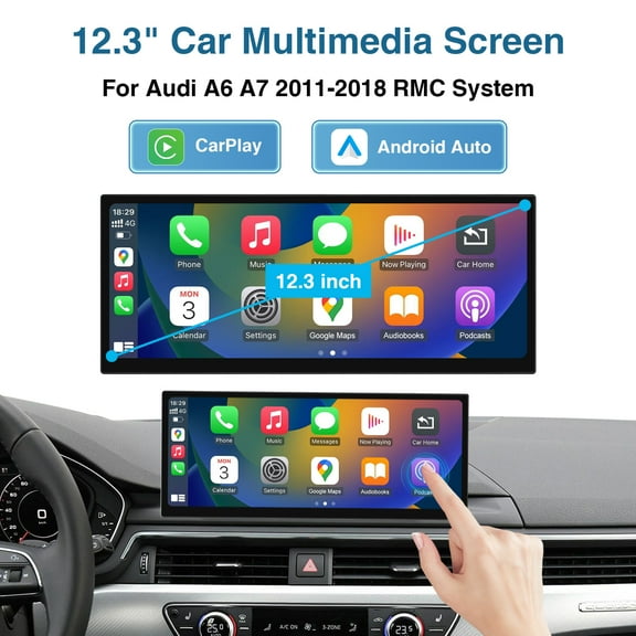 Ninetom Car Multimedia Wireless Carplay 12.3" Screen for Audi A6 A7 2011-2018 RMC Car Radio Receiver Stereo Bluetooth