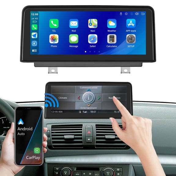 Ninetom Wireless Android Auto Carplay Car Touch Screen For BMW 1 Series E81 E82 E87 E88 2004-2008 CCC System with GPS/Bluetooth/Siri/Mirrorlink