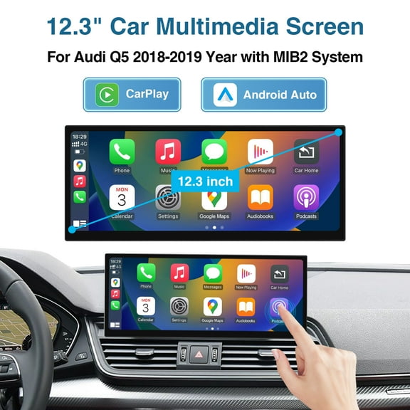 Ninetom Wireless CarPlay Android Auto Multimedia Car Radio Receiver for Audi Q5 2018-2019 MIB2 System 12.3 Inch Ultra-Thin Touch Screen