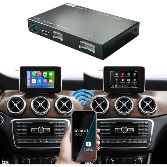 Ninetom Wireless Carplay Android Auto for Mercedes Benz C/E/CLA/GLA/GLK/CLS/ML/GL/GLK/SLK Class 2012-2015 Year with ntg4.5 ntg4.7 System, Support Mirrorlink, Navigation, Camera