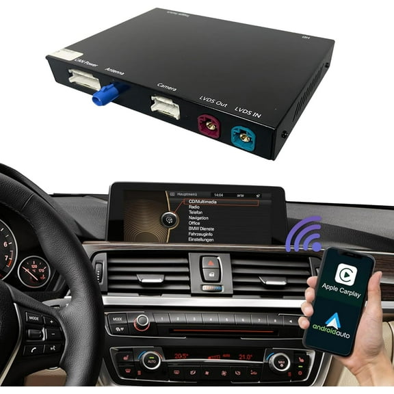 Ninetom Wireless Carplay Wireless Android Auto for BMW 1 2 3 4 Series F20 F21 F22 F23 F30 F31 F32 F33 2011-2015 Year with NBT System, Compatible with Apple Carplay Retrofit Kit Decoder