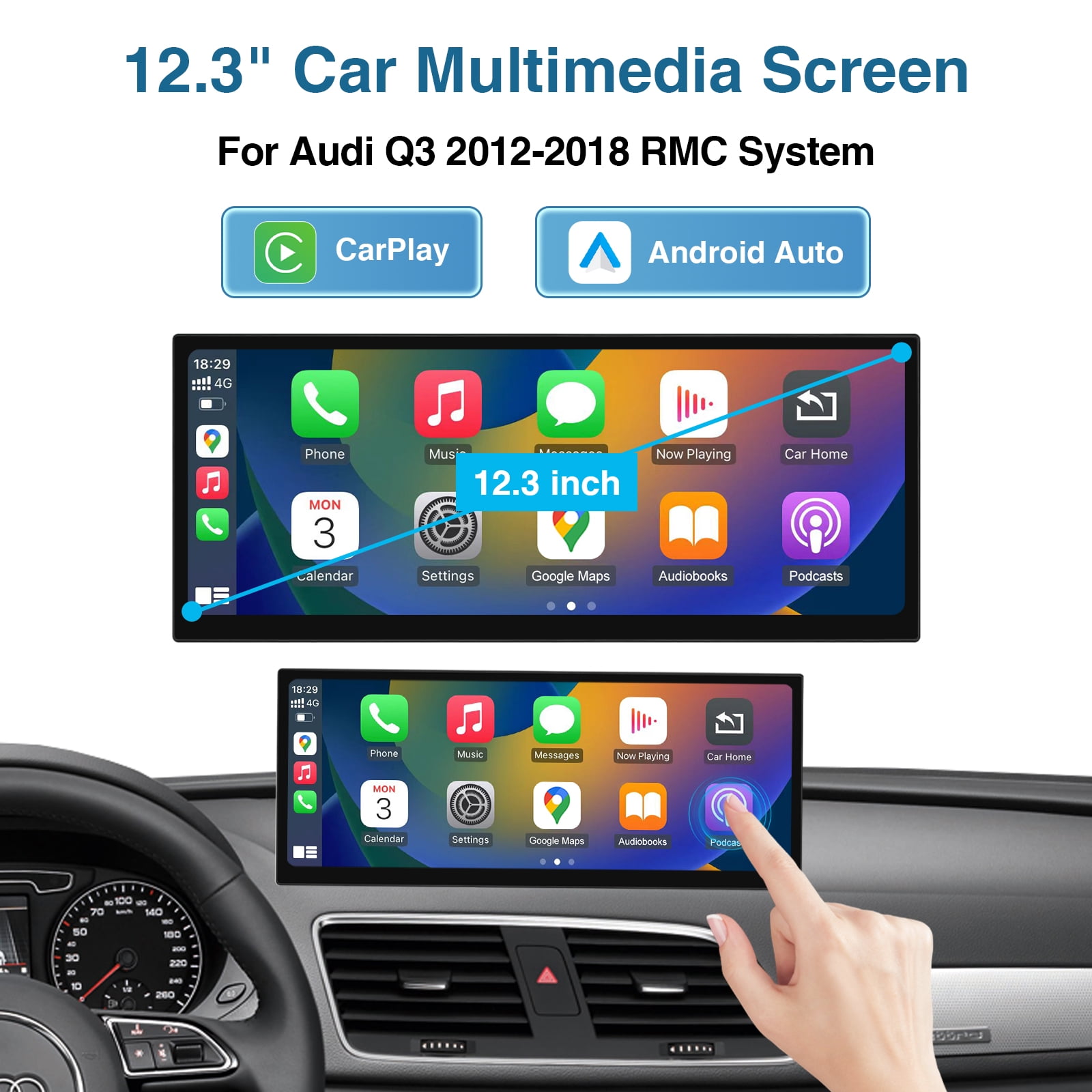 Ninetom for Audi Q3 2012-2018 RMC Wireless Carplay 12.3 Inch ...
