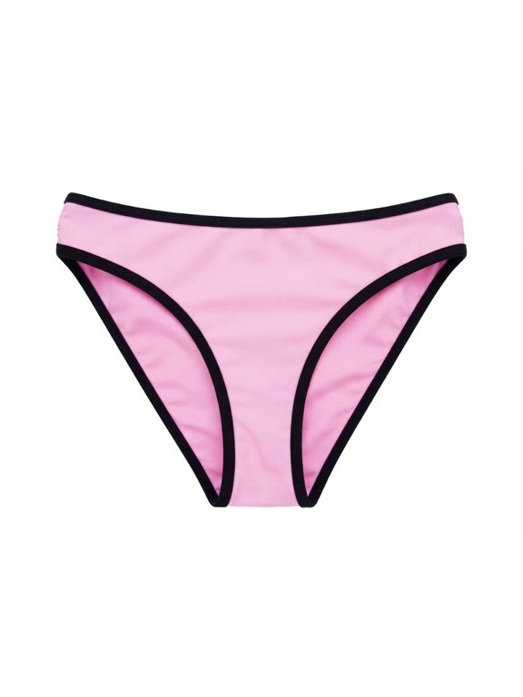 Pink Cheeky Hi-Cut Bikini Bottom Swimwear Juniors' Medium