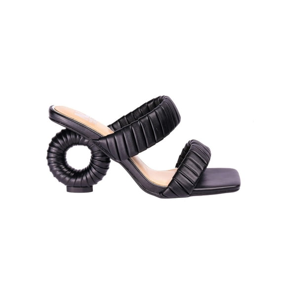 Ninety Union Ash Pleaded Straps Donut Heel Slide, Black, 7