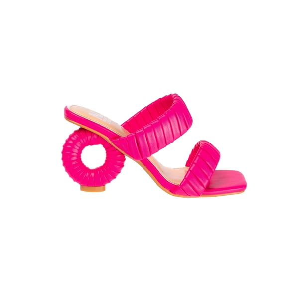 Ninety Union Ash Pleaded Straps Donut Heel Slide, Fuchsia, 6