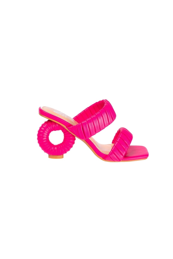 Ash Pleaded Straps Donut Heel Slide, Fuchsia, 6