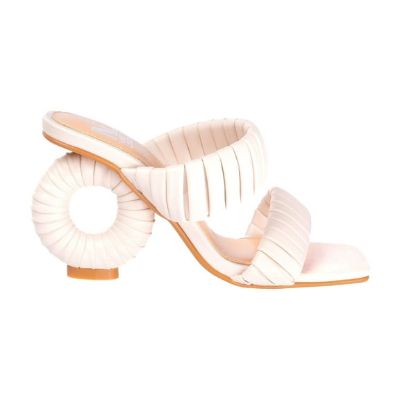 Ninety Union Ash Pleaded Straps Donut Heel Slide, Ivory, 10