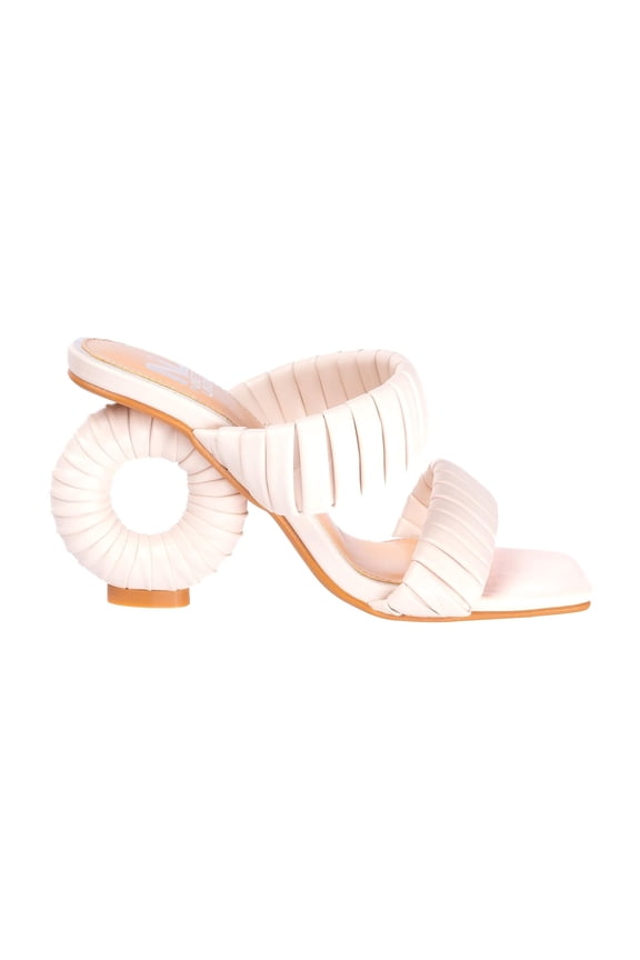Ash Pleaded Straps Donut Heel Slide, Ivory, 10